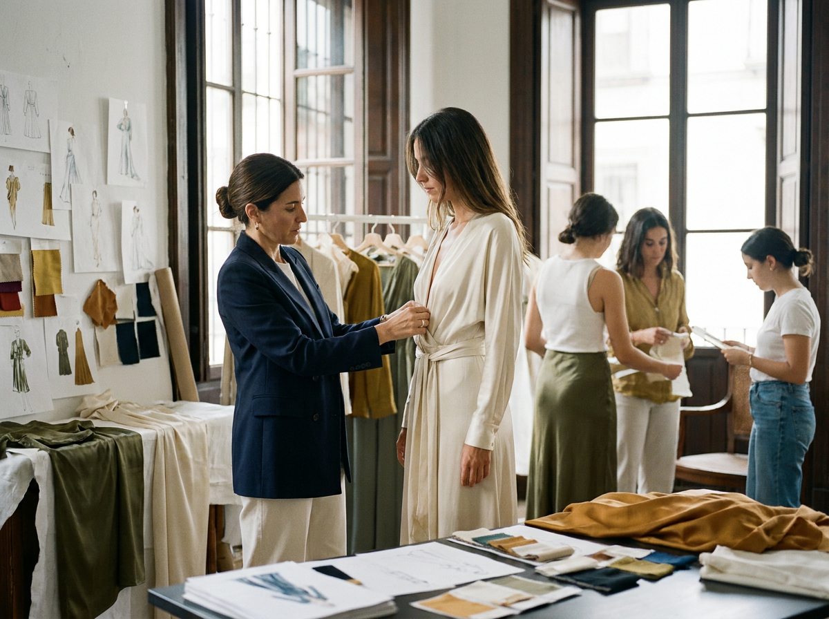 Ilustración de la sección Colecciones de moda sofisticada para mujer en eventos especiales en España