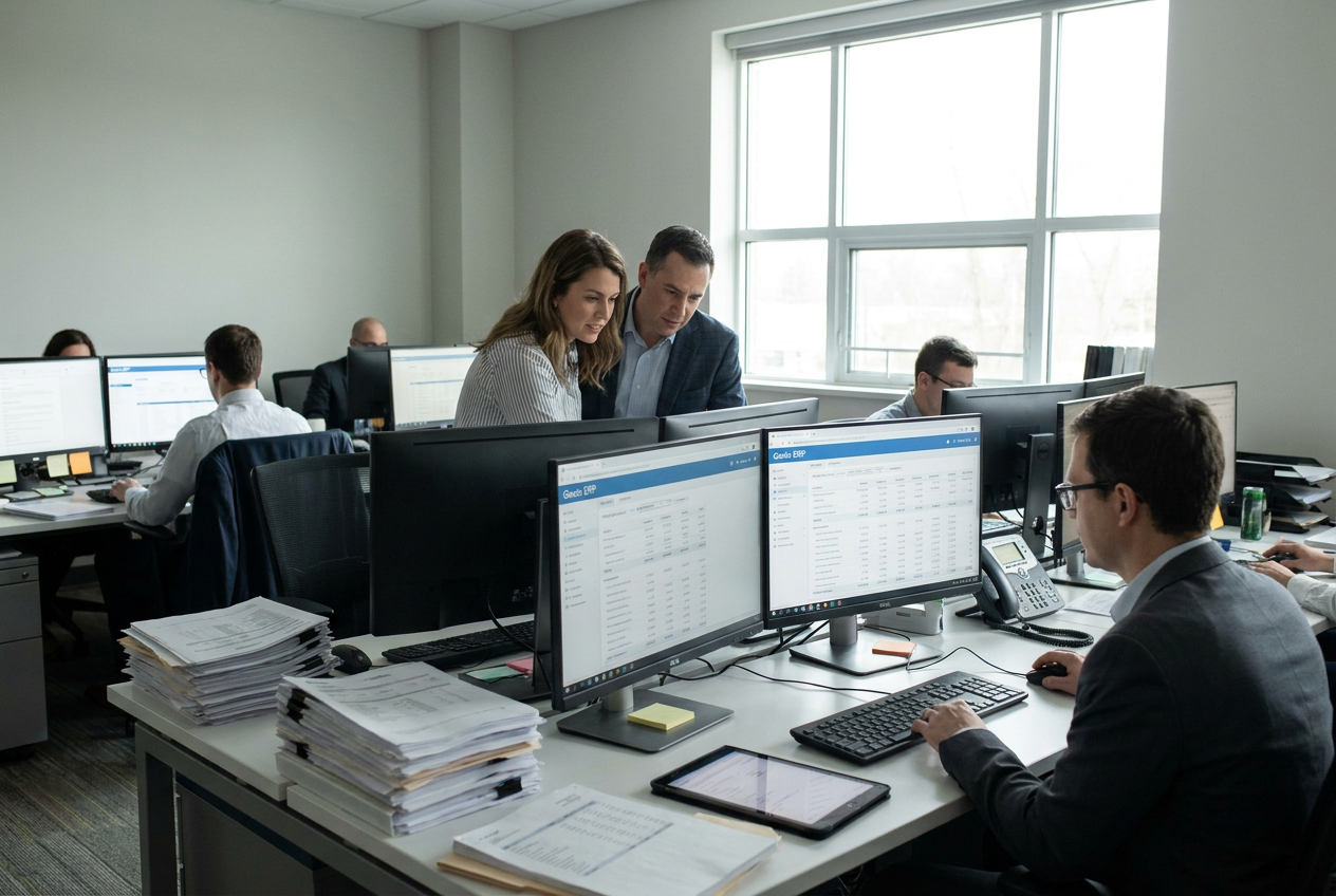 Ilustración de la sección Automatización y eficiencia en la gestión de cuentas con Gexto ERP