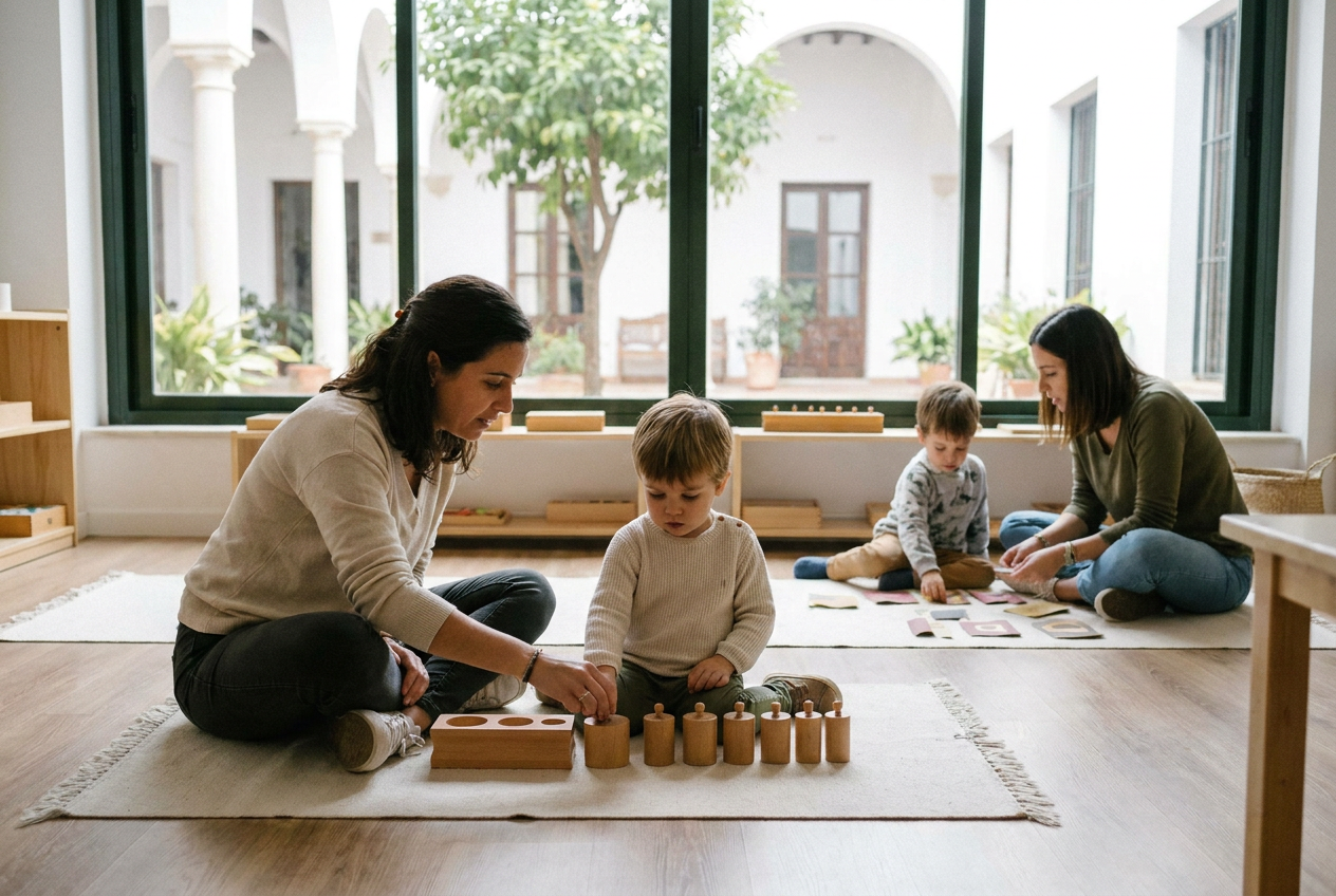 Ilustración de la sección Aprendizaje activo en la educación infantil Montessori: ejemplos prácticos